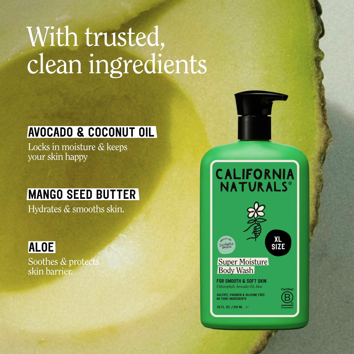 California Naturals ingredient bowl with aloe and mango butter nourishing