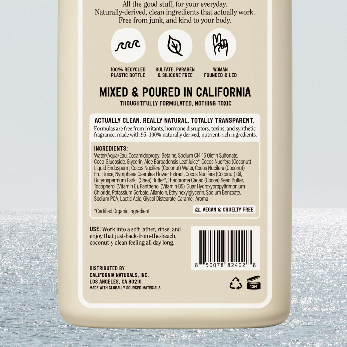 California Naturals arranged coconut and shea butter showing nourishing ingredient benefits