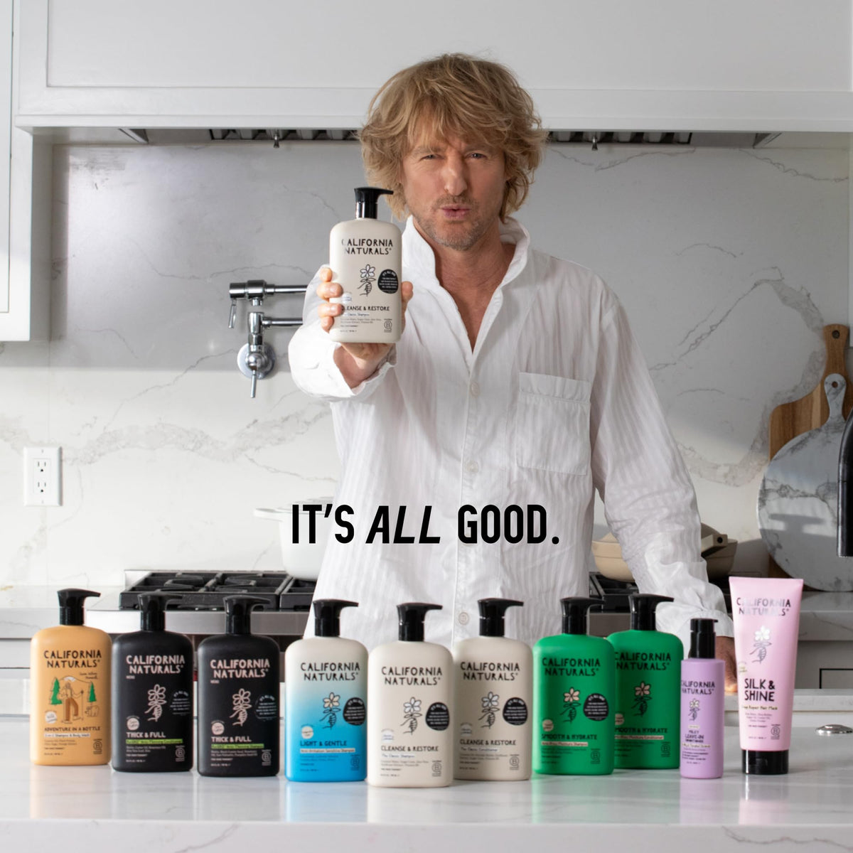 California Naturals shower lifestyle scene with toasted coconut scent experience