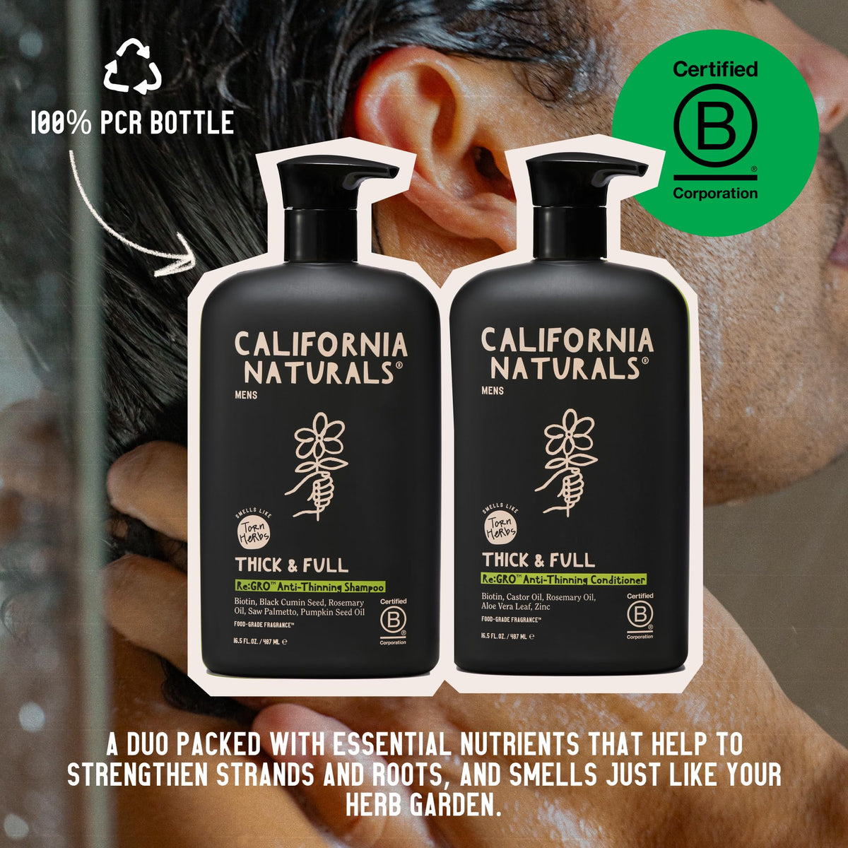 California Naturals bottles in hand demonstrating 20 fl oz scale