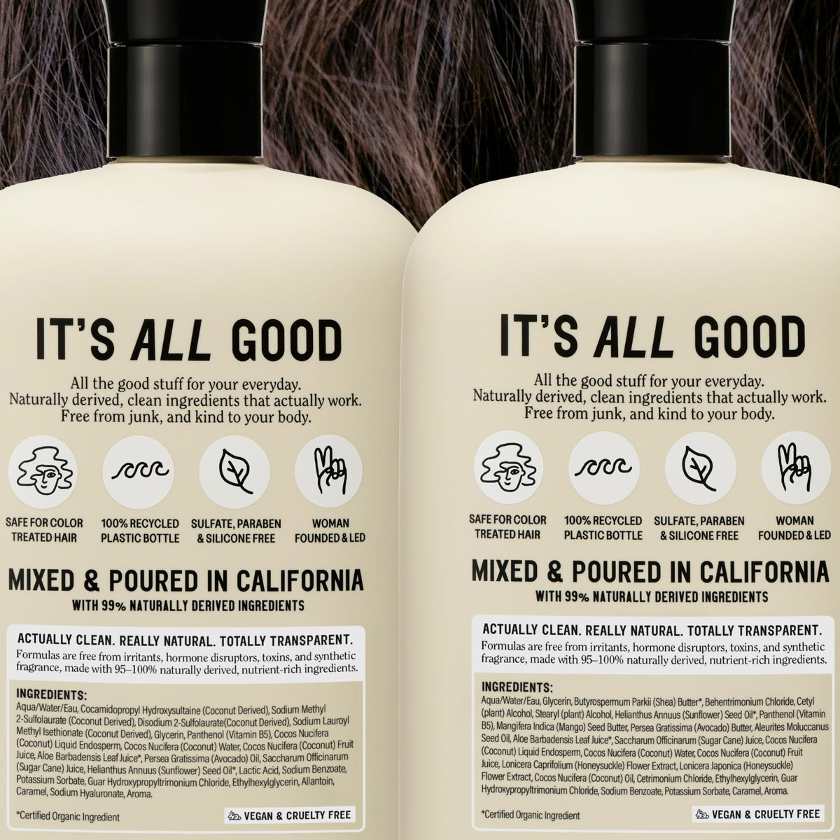 California Naturals PCR bottle marking close-up indicating sustainable recycled plastic packaging