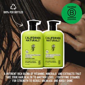 California Naturals comparison of hair before and after styling showing fuller look