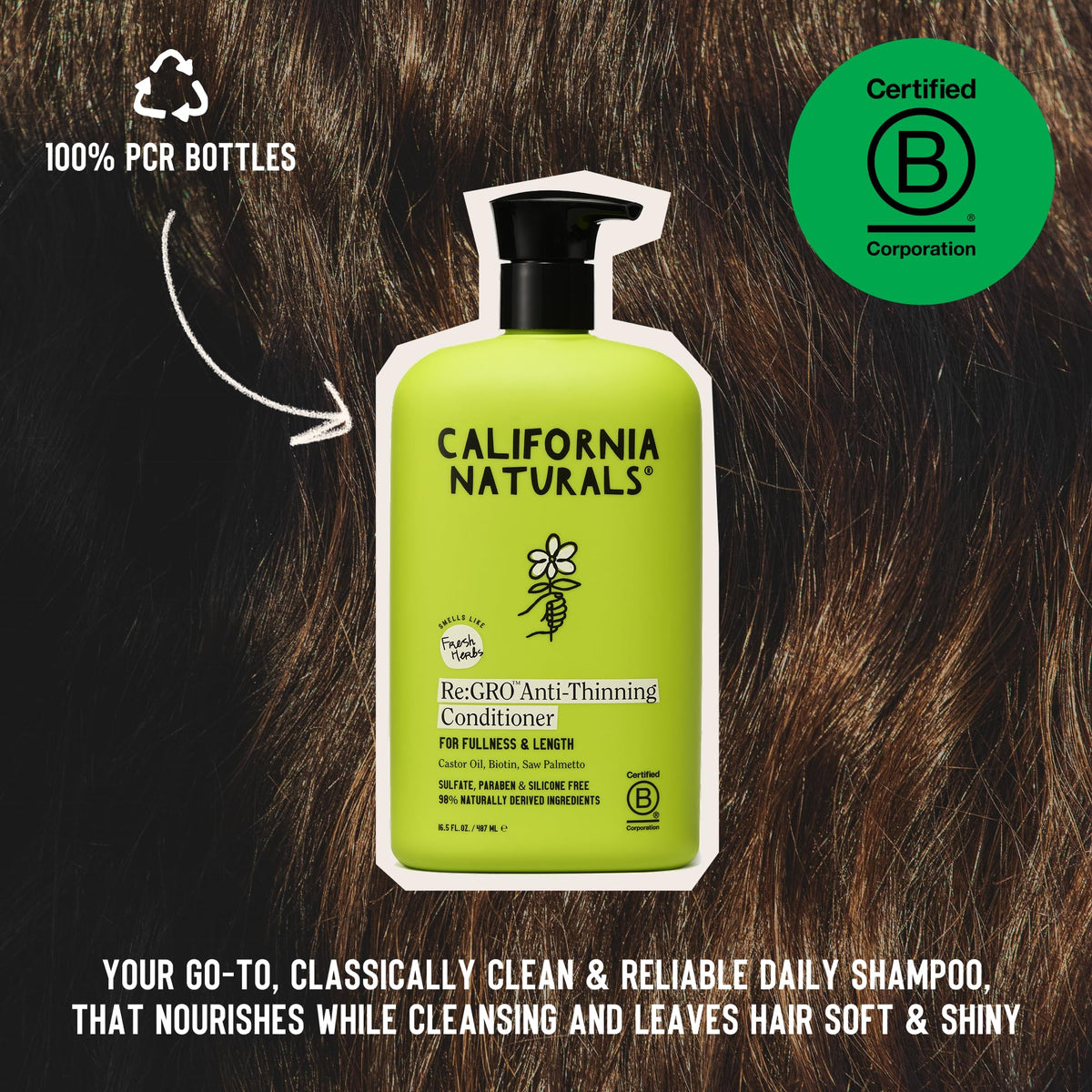 California Naturals Re:GRO creamy texture on hand showing nourishing slip