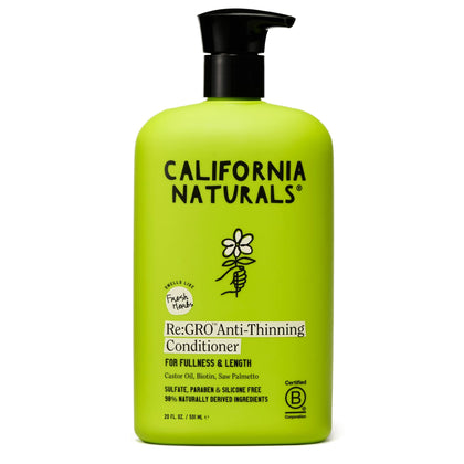 California Naturals Re:GRO front bottle showing clean label and volume benefit