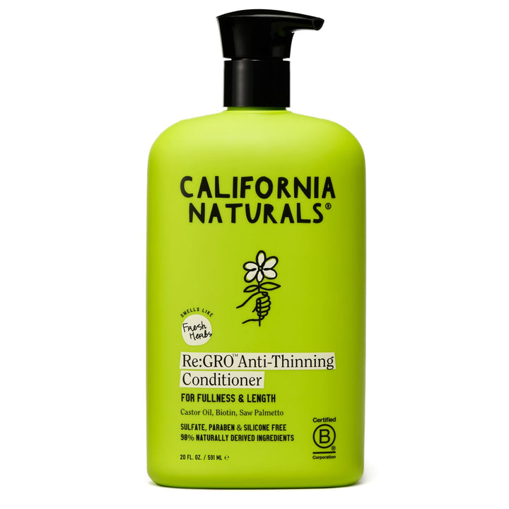 California Naturals Re:GRO front bottle showing clean label and volume benefit
