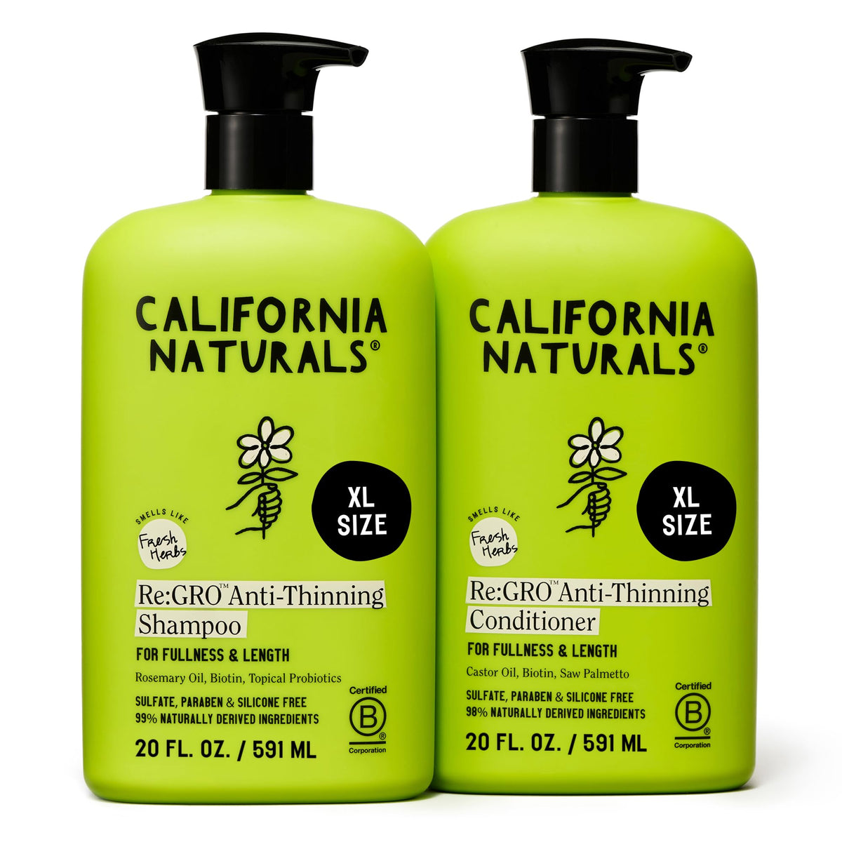 California Naturals front packaging showing both Re:GRO bottles and benefits