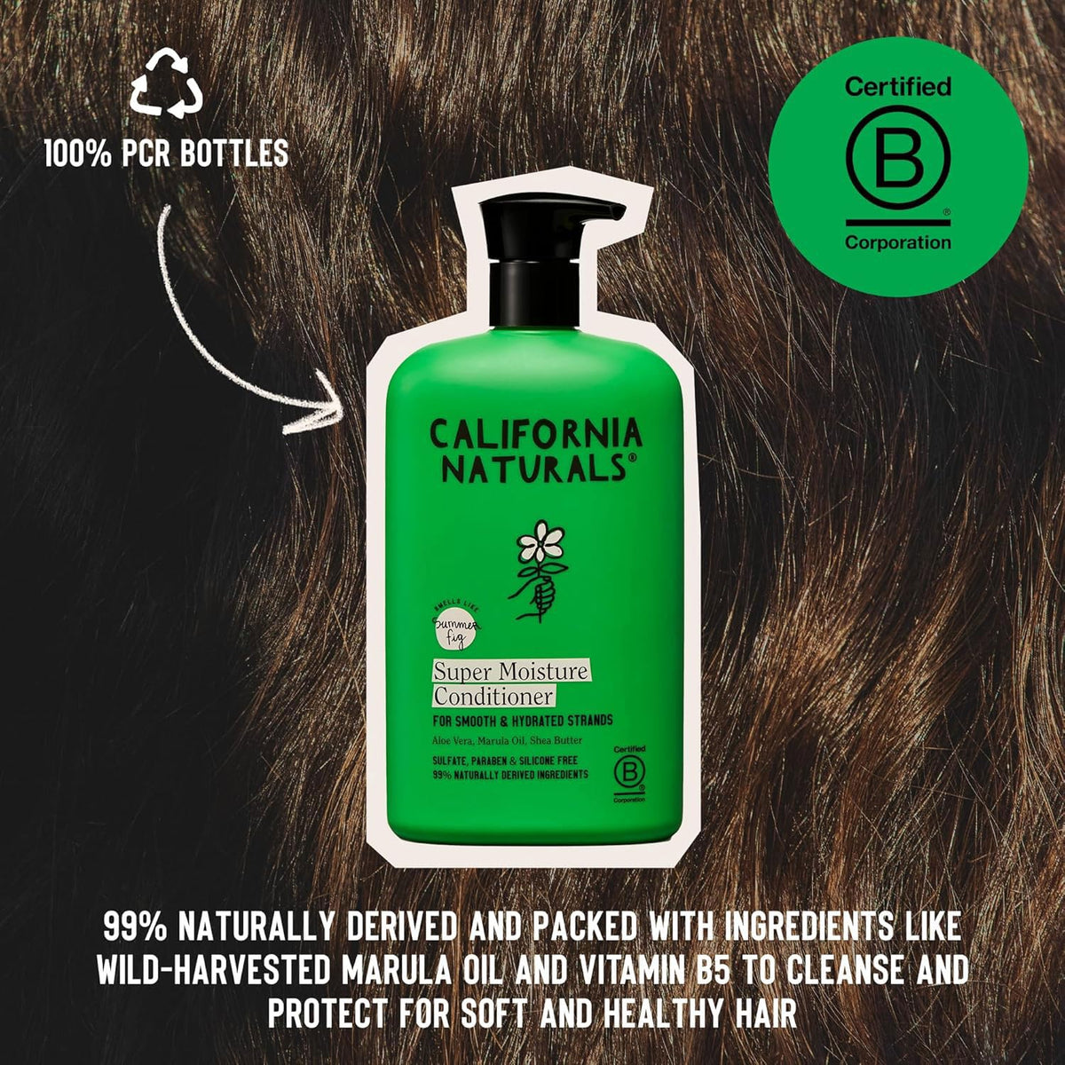 California Naturals conditioner being applied in shower for hydration and detangling