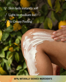 California Naturals lotion texture close-up highlighting creamy, fast-absorbing finish and hydration