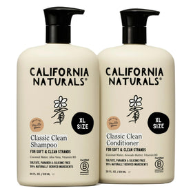 California Naturals front packaging showing 20oz shampoo and conditioner duo benefit: clear labeling