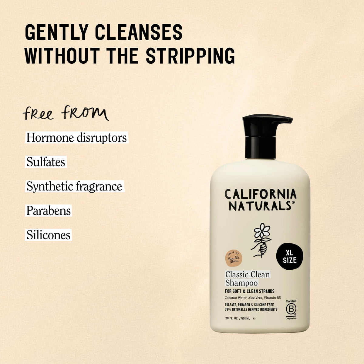 California Naturals bottle in hand demonstrating size and easy pump convenience