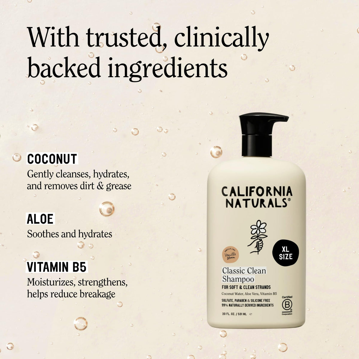 California Naturals shampoo texture lathers gently showing creamy foam benefit