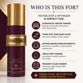 California Tan Optimizer pump and cap detail for easy application benefit