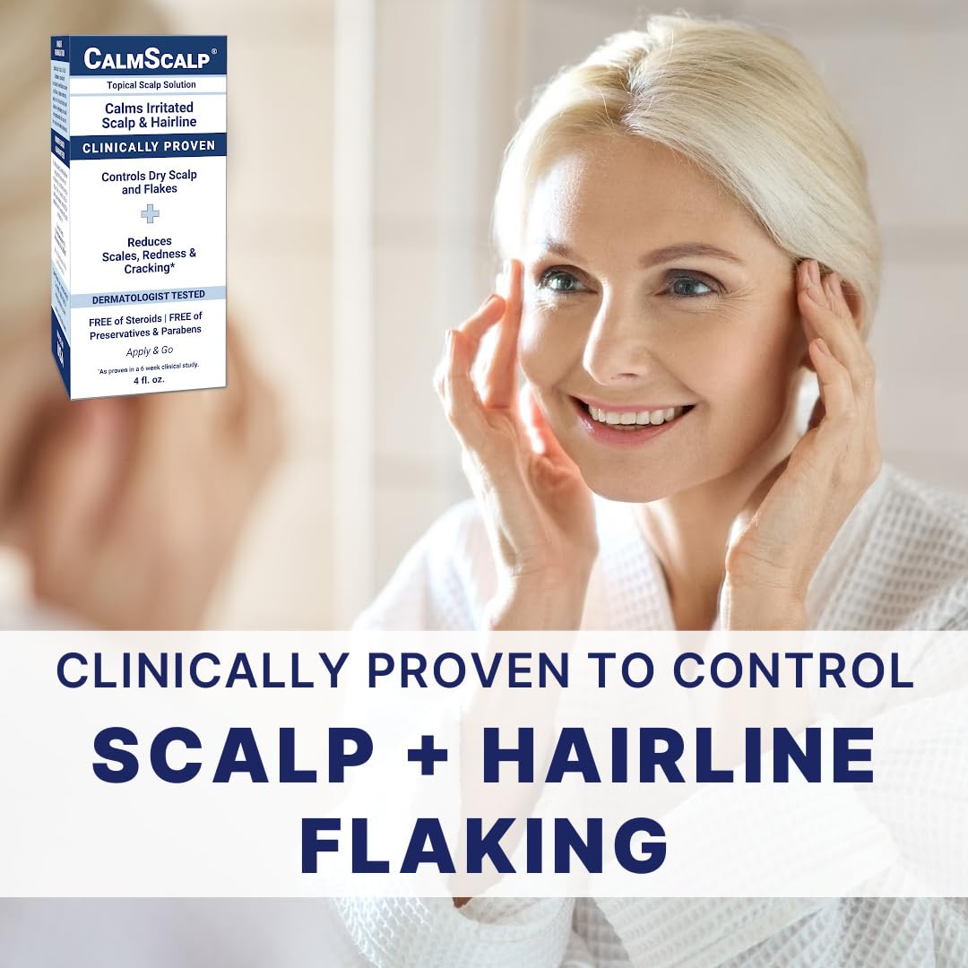 CalmScalp before and after scalp comparison, reduces visible flakes and scales