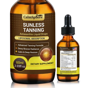 CalmSphere bottle front view showing branding and size, supports easy daily glow