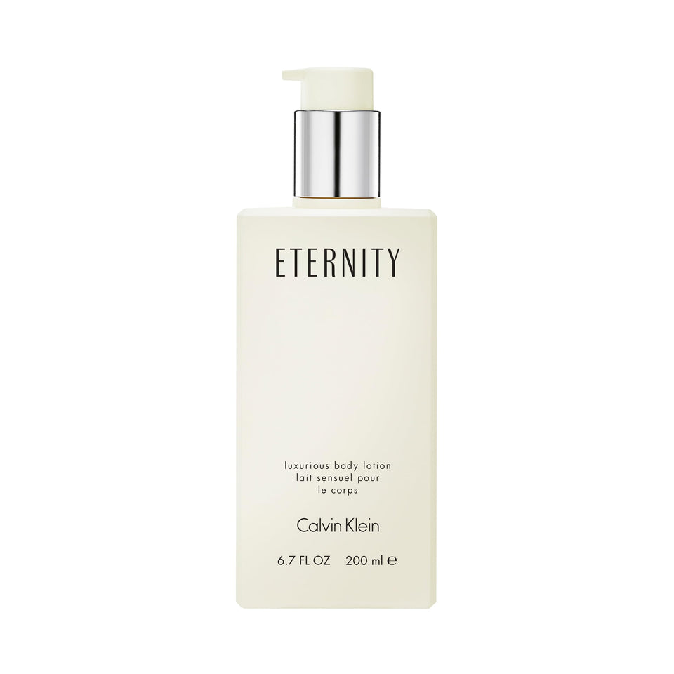 Calvin Klein Eternity lotion bottle front view showing elegant packaging and instant recognition benefit