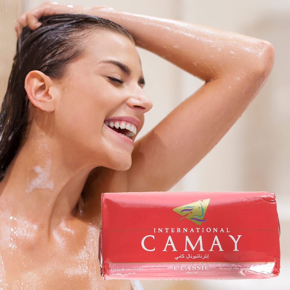 Camay bar beside a ruler illustrating 4 ounce size for clear shelf fit