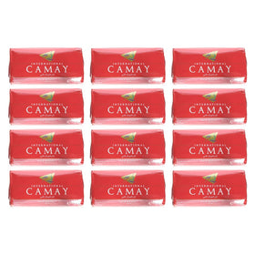 Camay front packaging showing 12-bar value pack and consistent fragrance benefit