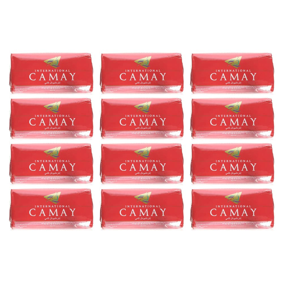 Camay front packaging showing 12-bar value pack and consistent fragrance benefit
