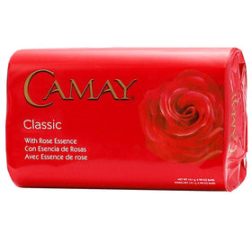 Camay rose bar soap in shower illustrating gentle cleansing in use