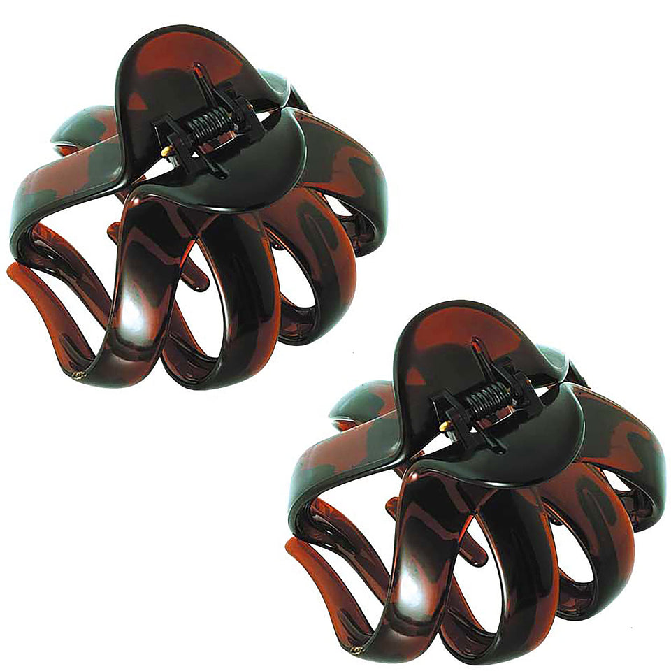 Camila Paris front packaging showing two large octopus hair clips, durable styling benefit