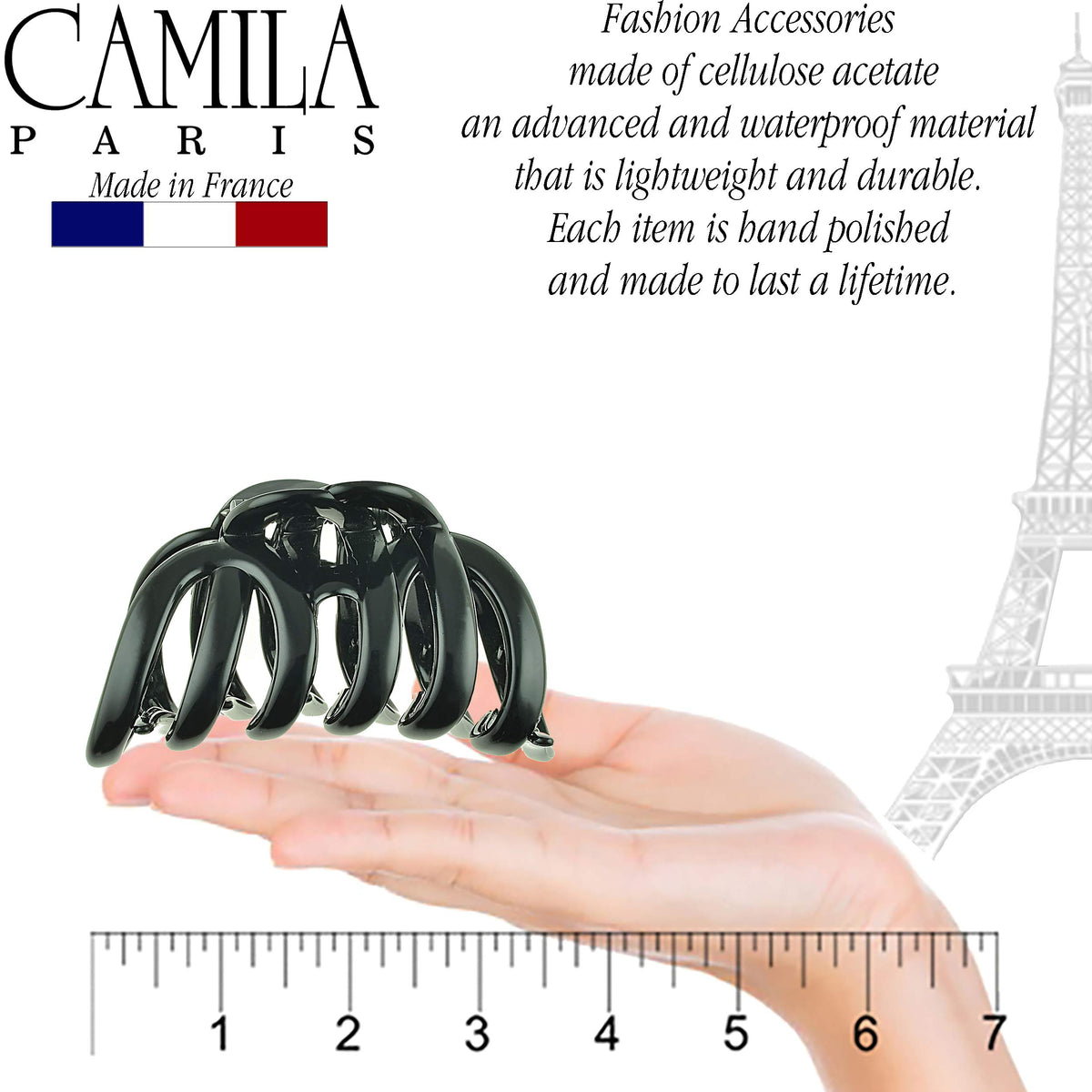 Camila Paris black finish top view showing oval shape and capacity