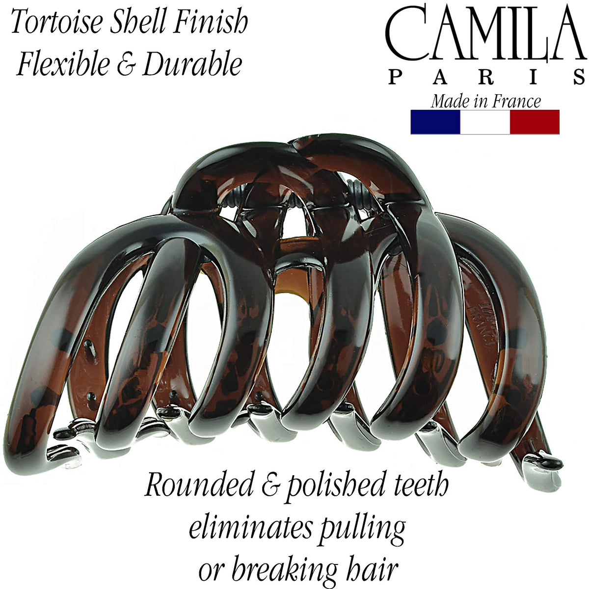 Camila Paris tortoise shell pattern detail highlighting premium acetate finish