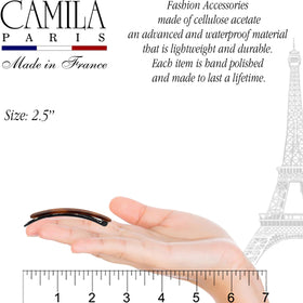 Camila Paris barrette used as a side slide creating a polished hold and neat style