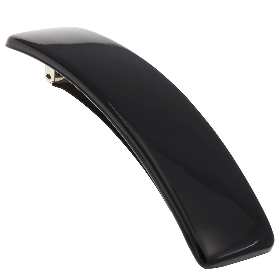 Camila Paris front view showing sleek black barrette and polished finish, offers refined hold