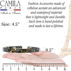 Camila Paris close-up of cellulose acetate texture highlighting durable shine