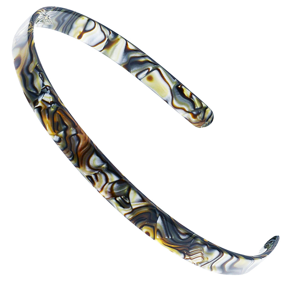 Camila Paris front view onyx headband showing sleek profile and elegant hold