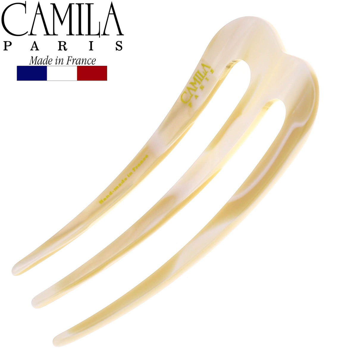 Camila Paris hair pin inserted in a bun demonstrating secure updo support