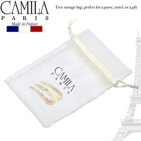 Camila Paris packaging label reading Made in France and craftsmanship detail