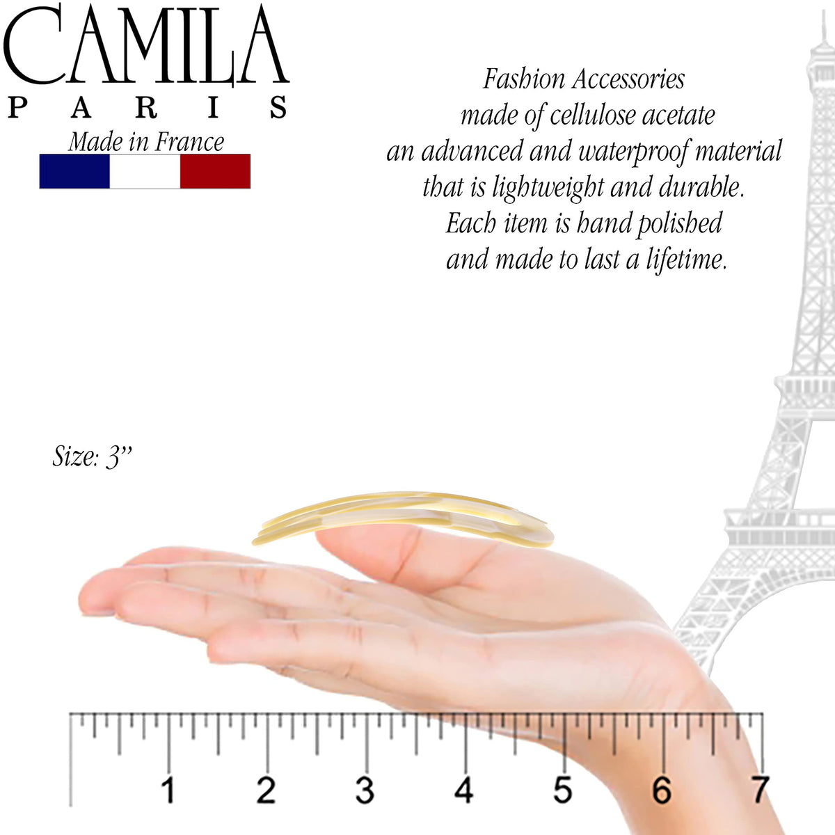 Camila Paris side profile showing curved shape for flexible conforming hold