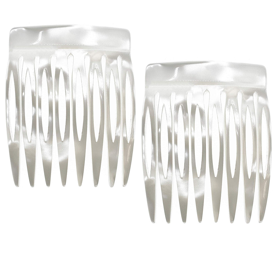 Camila Paris front view of boxed combs showcasing elegant pearl finish for refined styling