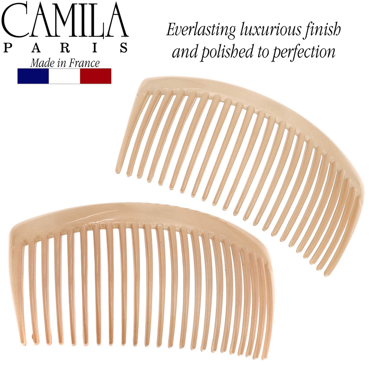 Camila Paris scale comparison with hand to show 4-inch comb size
