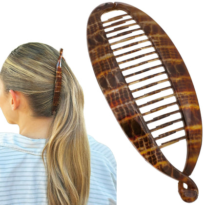 Camila Paris front view showing large banana clip with secure hold
