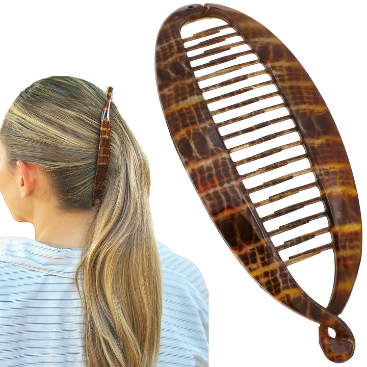 Camila Paris front view showing large banana clip with secure hold