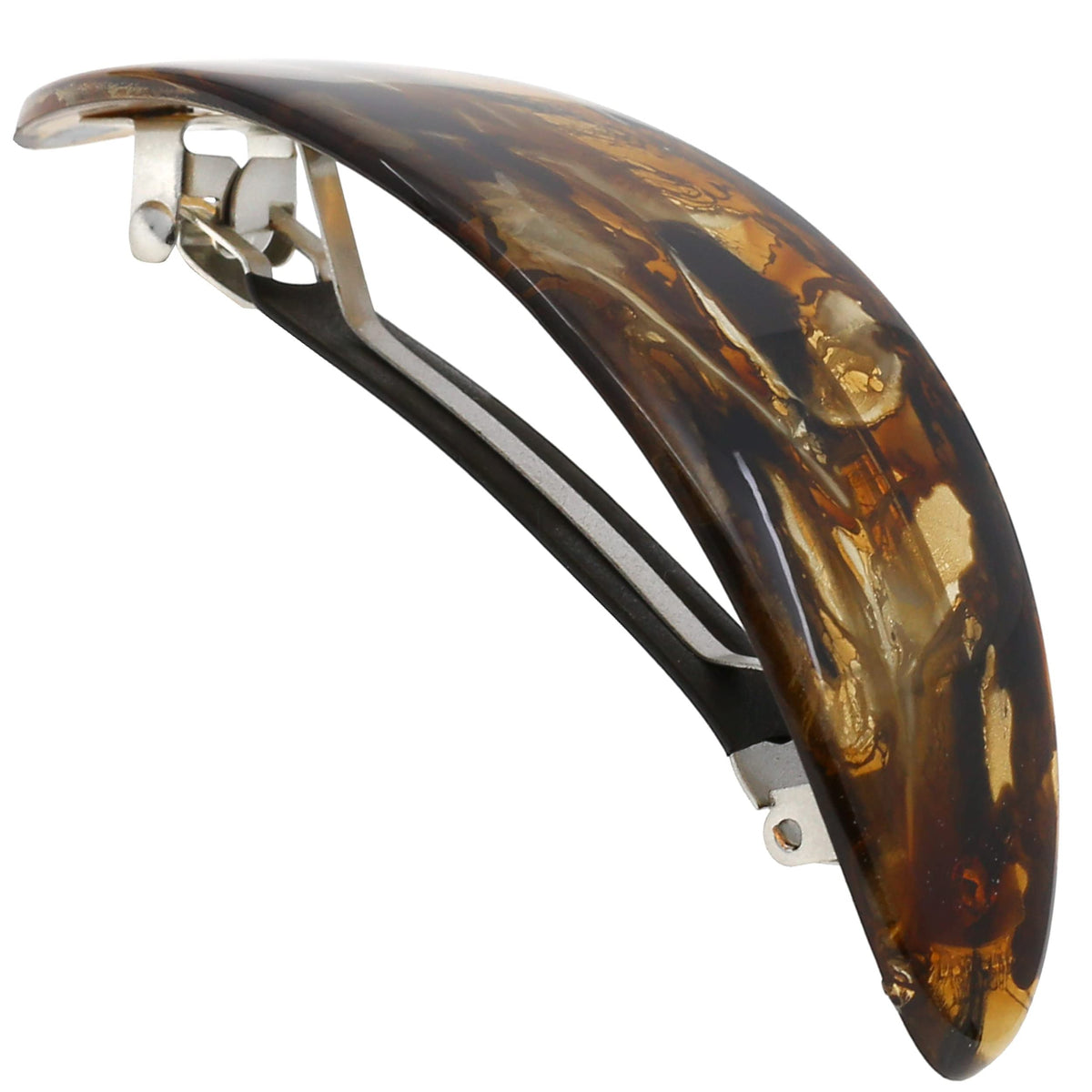 Camila barrette front view showing elegant oval shape and polished finish for secure styling