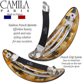 Camila barrette holding thick curly hair to demonstrate reliable hold and comfort