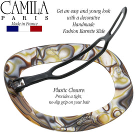 Camila Paris barrette clamping fine hair showing gentle grip that prevents damage