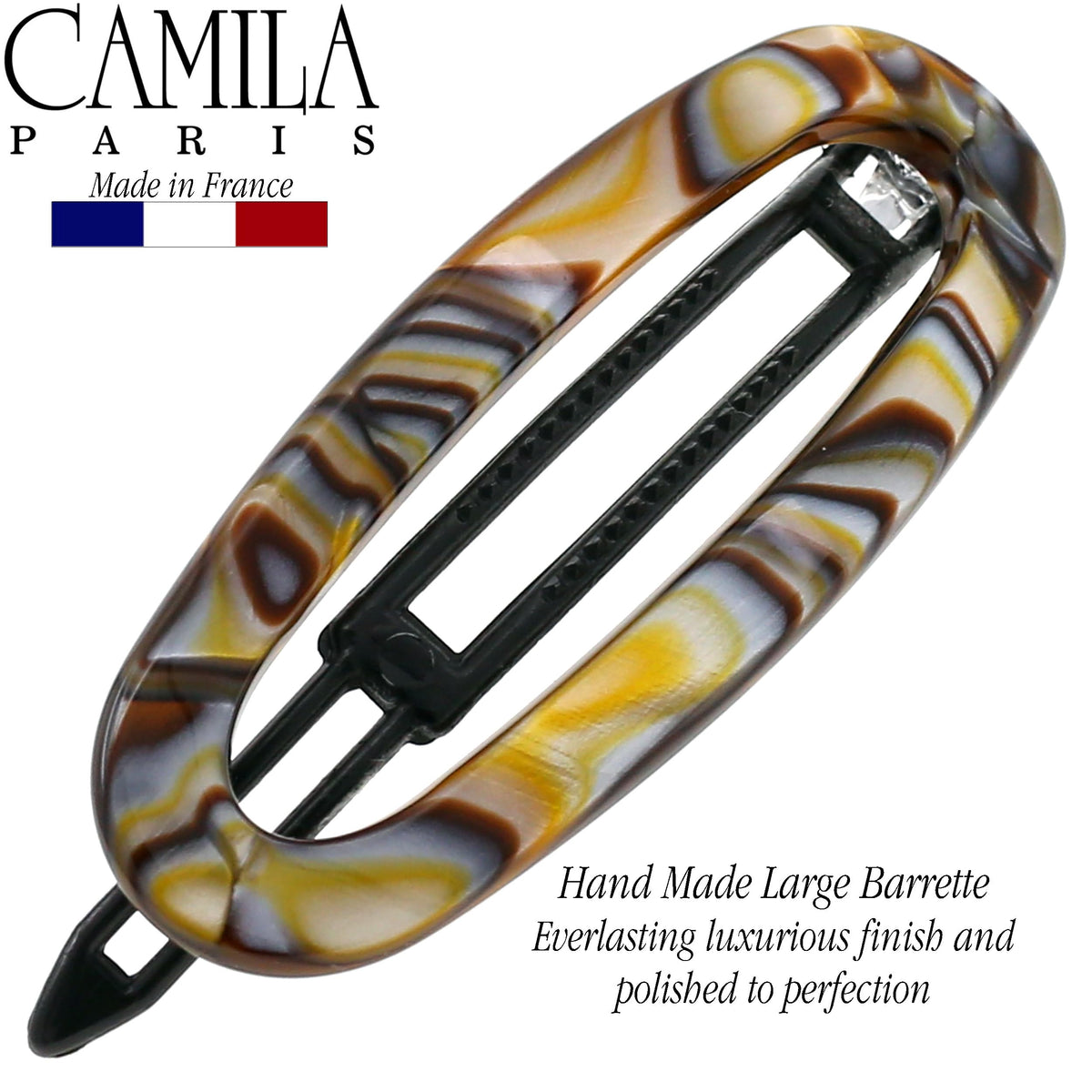 Camila Paris metal-free closure detail demonstrating gentle no-pinch hold