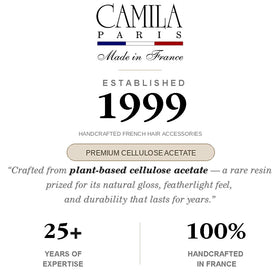 Camila Paris barrette used as a bridal detail adding refined finishing touch