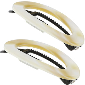 Camila Paris front view beige barrette showing polished finish and elegant hold