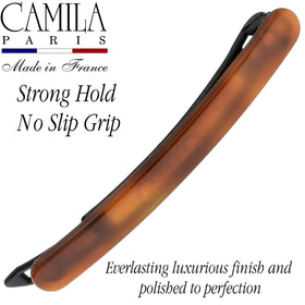 Camila Paris barrette securing thick hair to show strong hold and comfort