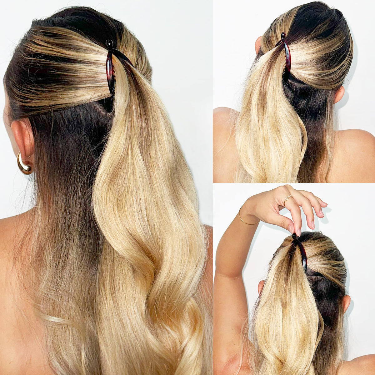 Camila Paris side profile of small banana clip for comfortable fit