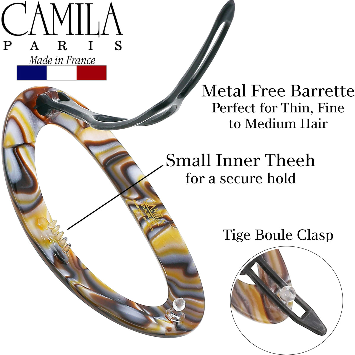 Camila Paris hand-held beside a ruler showing true three-inch size and scale