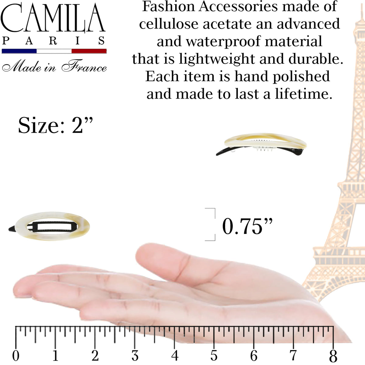 Camila Paris side profile showing cellulose acetate texture and durable construction