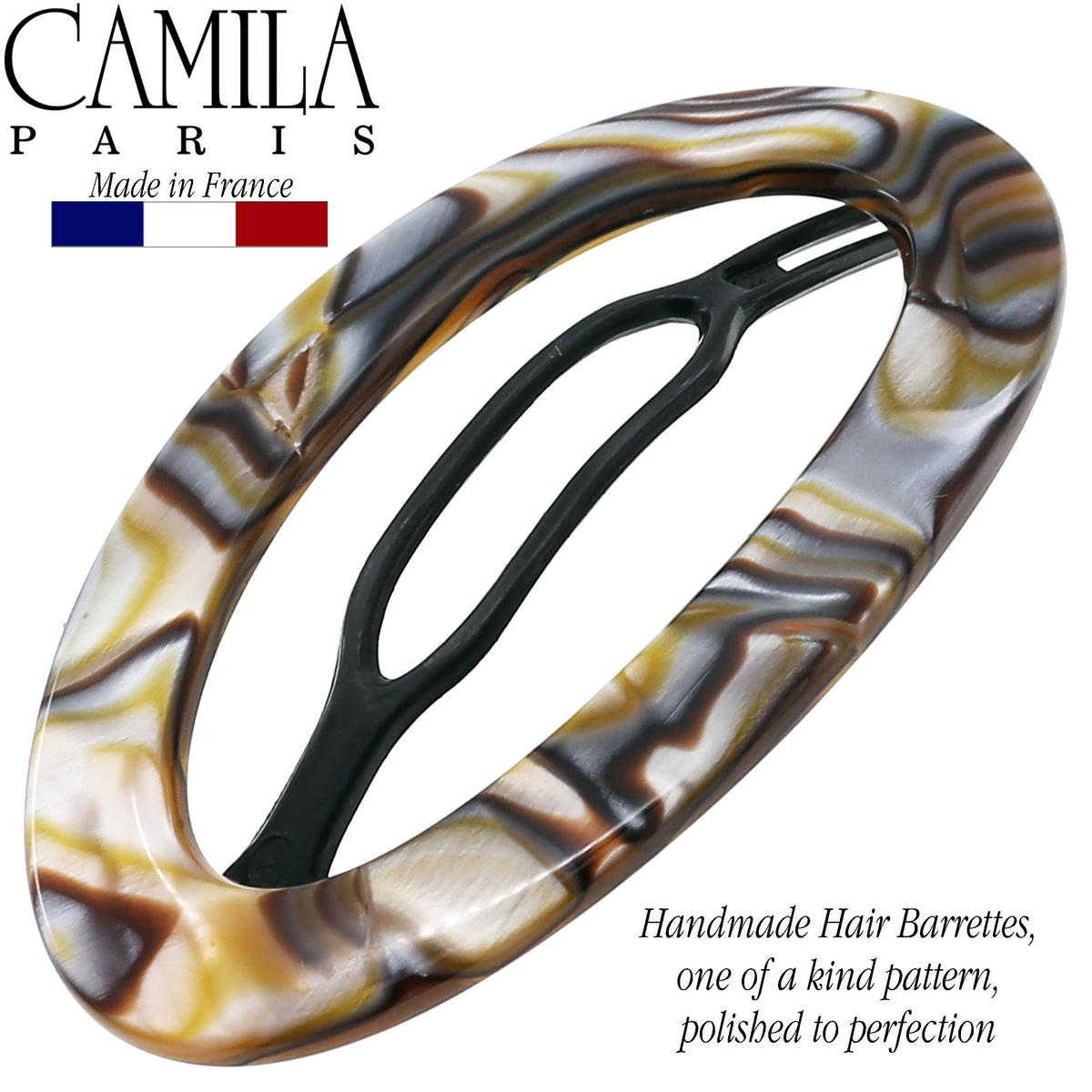 Camila Paris holding a thick long updo showing strong, comfortable hair support