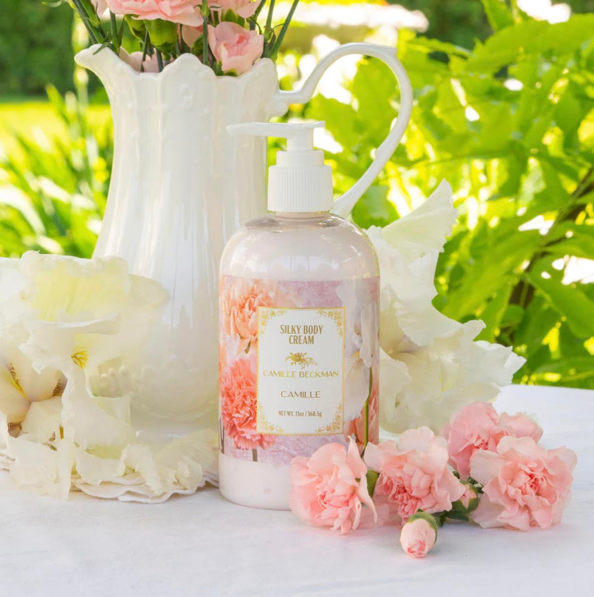 Camille Beckman lotion on hand showing immediate absorption and softening benefit