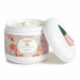 Camille Beckman jar front view showing label and 8 oz size benefit
